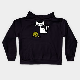 Cat. Yellow Yarn. Mischief Kids Hoodie